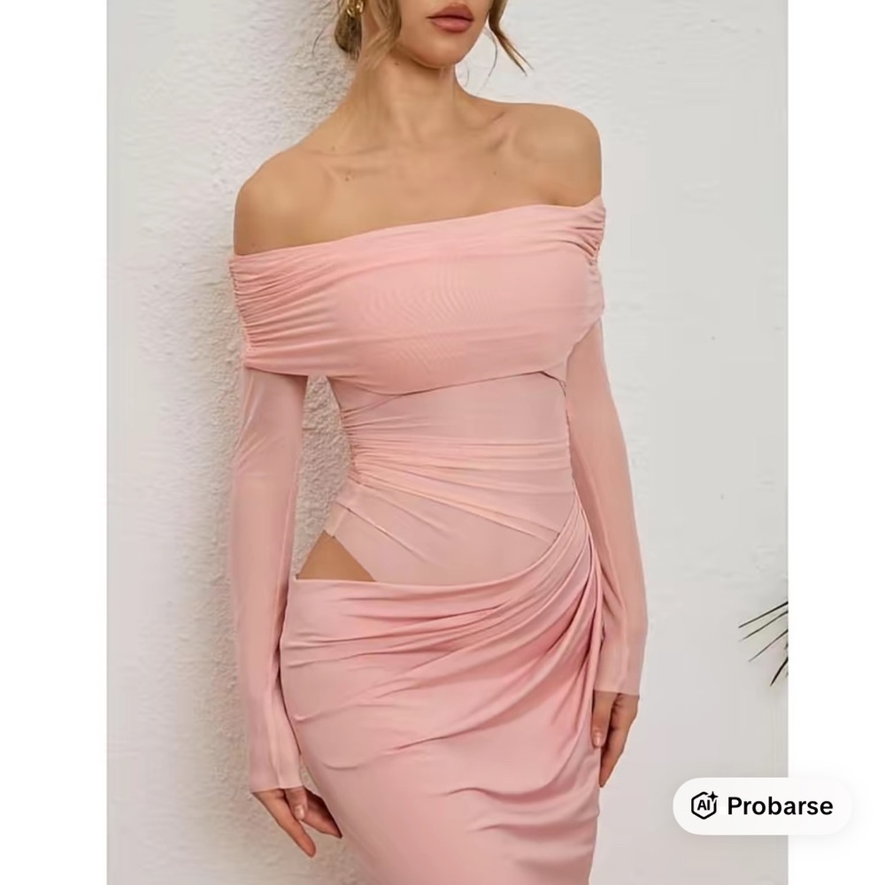Elegant Pink Off-Shoulder Dress